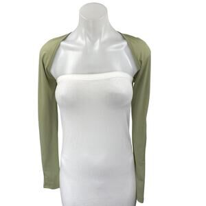 Princess Polly Women's Green Long Sleeve Stretch Cardigan Bolero Crop Top Size 4